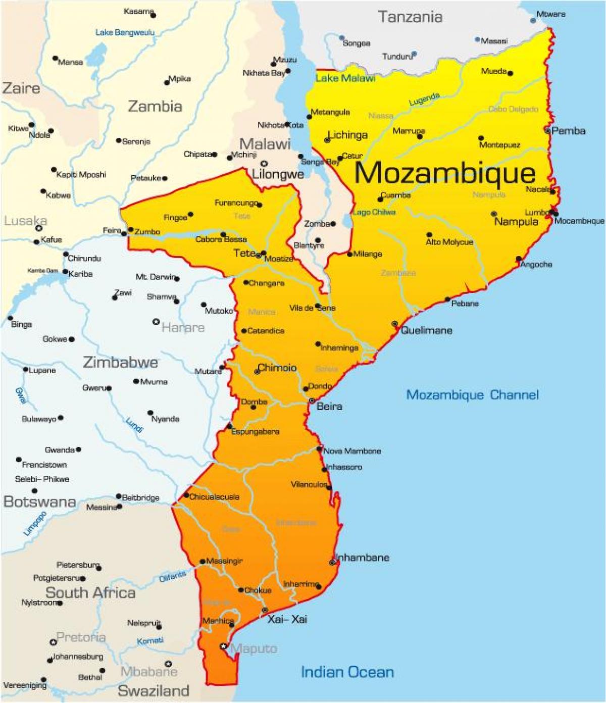 bản đồ của Mozambique