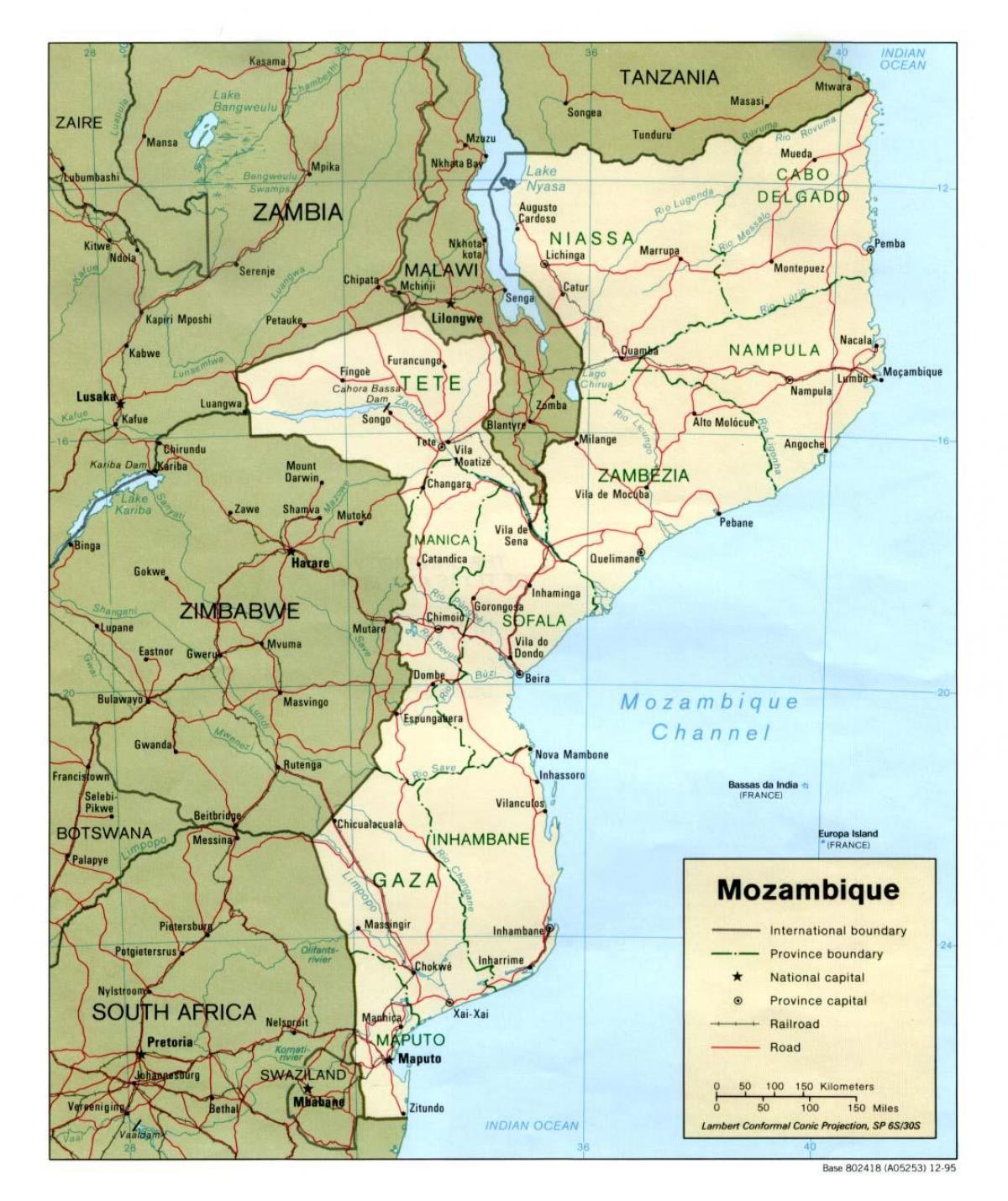 bản đồ của đường Mozambique